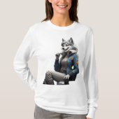 uitzicht van een harige antropomorfe grijsvel fema t-shirt (Voorkant)