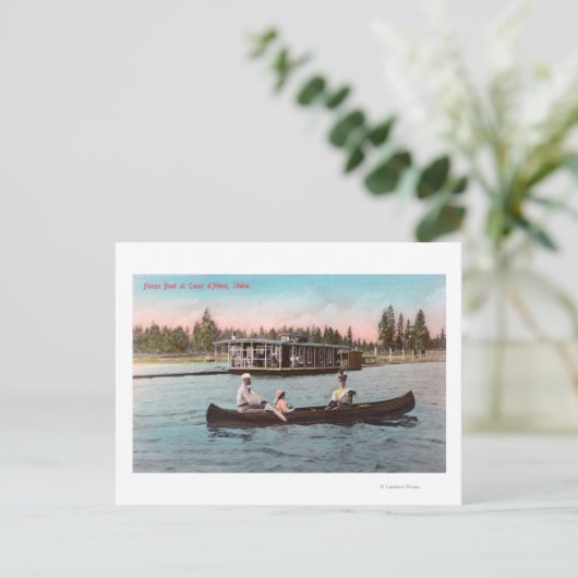 Uitzicht van een houthakker op het meer briefkaart (Staand voorkant)