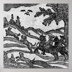 Uitzicht van een Hunting Scene uit Poster