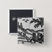 Uitzicht van een Hunting Scene uit Vierkante Button 5,1 Cm (Voorkant /achterkant)