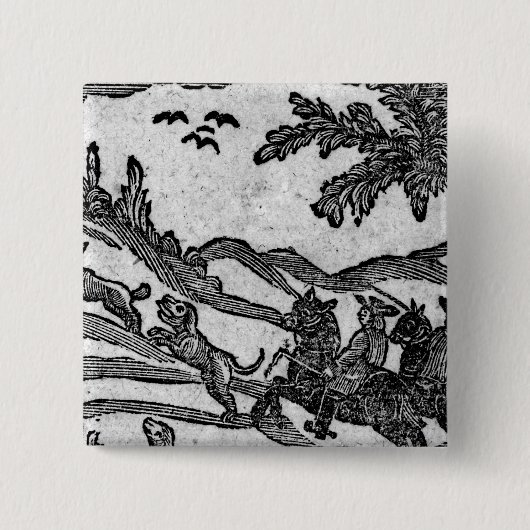 Uitzicht van een Hunting Scene uit Vierkante Button 5,1 Cm (Voorkant)