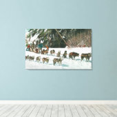 Uitzicht van een Husky Dog-Sled Team Canvas Afdruk (Insitu (Houten vloer))