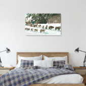 Uitzicht van een Husky Dog-Sled Team Canvas Afdruk (Insitu (Slaapkamer))