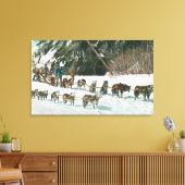 Uitzicht van een Husky Dog-Sled Team Canvas Afdruk (Insitu (Woonkamer))