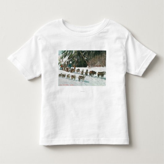 Uitzicht van een Husky Dog-Sled Team Kinder Shirts (Voorkant)
