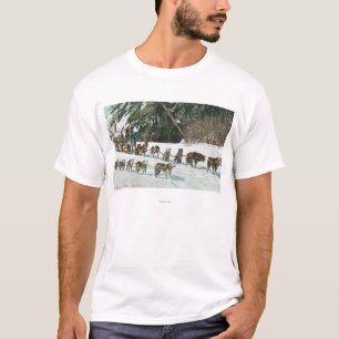 Uitzicht van een Husky Dog-Sled Team T-shirt