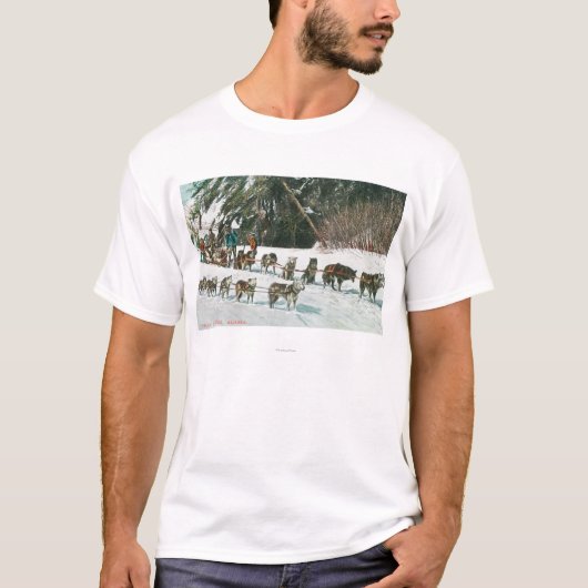 Uitzicht van een Husky Dog-Sled Team T-shirt (Voorkant)