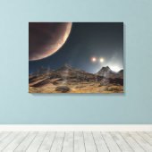 Uitzicht van een hypothetische maan in een baan om canvas afdruk (Insitu (Houten vloer))