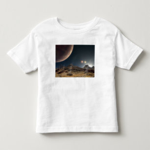 Uitzicht van een hypothetische maan in een baan om kinder shirts