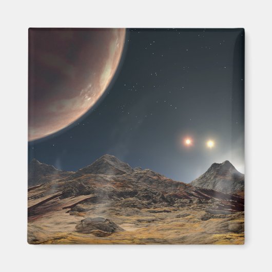 Uitzicht van een hypothetische maan in een baan om magneet (Voorkant)