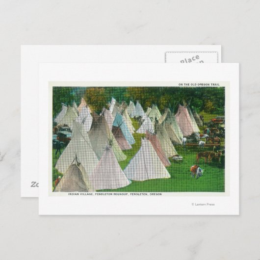 Uitzicht van een Indiaas dorp en Pendleton Briefkaart (Voorkant / Achterkant)