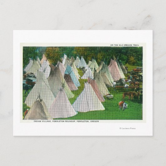 Uitzicht van een Indiaas dorp en Pendleton Briefkaart (Voorkant)