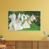 Uitzicht van een Indiaas dorp en Pendleton Canvas Afdruk (Insitu (Woonkamer))