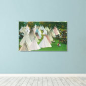 Uitzicht van een Indiaas dorp en Pendleton Canvas Afdruk (Insitu (Houten vloer))