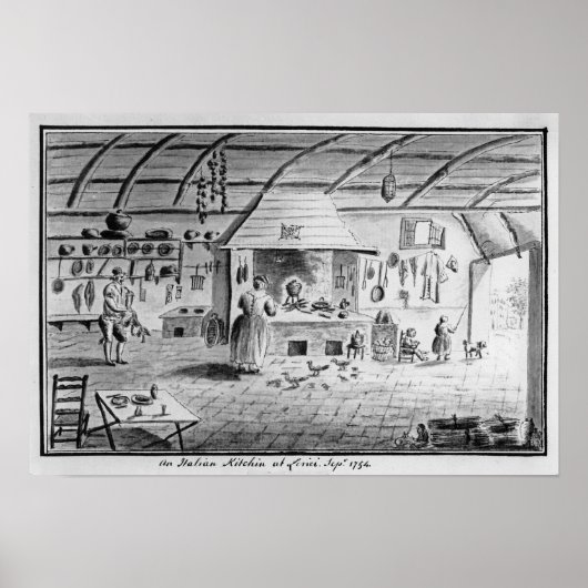 Uitzicht van een Italiaanse keuken in Lerici Poster (Voorkant)