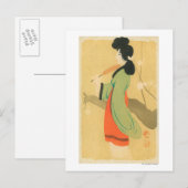 Uitzicht van een Japanse vrouw in Parijs, Frankrij Briefkaart (Voorkant / Achterkant)