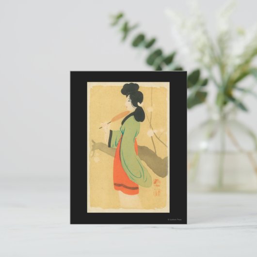 Uitzicht van een Japanse vrouw in Parijs, Frankrij Briefkaart (Staand voorkant)