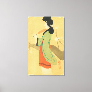 Uitzicht van een Japanse vrouw in Parijs, Frankrij Canvas Afdruk