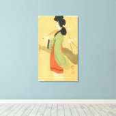 Uitzicht van een Japanse vrouw in Parijs, Frankrij Canvas Afdruk (Insitu (Houten vloer))