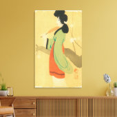 Uitzicht van een Japanse vrouw in Parijs, Frankrij Canvas Afdruk (Insitu (Woonkamer))