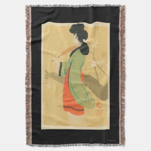 Uitzicht van een Japanse vrouw in Parijs, Frankrij Deken (Voorkant Verticaal)