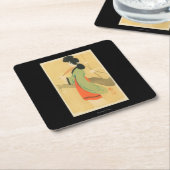 Uitzicht van een Japanse vrouw in Parijs, Frankrij Kartonnen Onderzetters (Schuin)