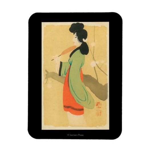 Uitzicht van een Japanse vrouw in Parijs, Frankrij Magneet (Verticaal)