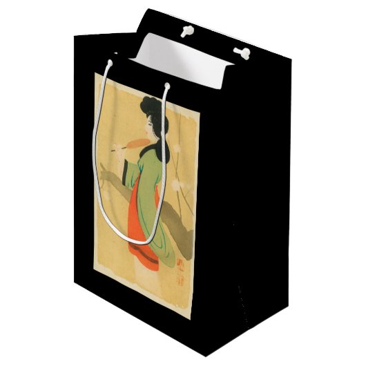 Uitzicht van een Japanse vrouw in Parijs, Frankrij Medium Cadeauzakje (Voorkant Gekanteld)