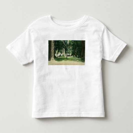 Uitzicht van een kamp in de kustmammoetbomen kinder shirts (Voorkant)