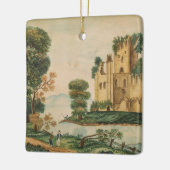 Uitzicht van een kasteel keramisch ornament (Links)