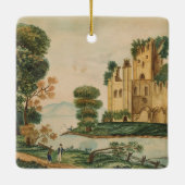 Uitzicht van een kasteel keramisch ornament (Achterkant)