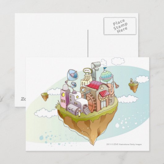 Uitzicht van een kleurrijke abstracte afbeelding briefkaart (Voorkant / Achterkant)