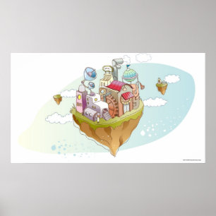 Uitzicht van een kleurrijke abstracte afbeelding poster