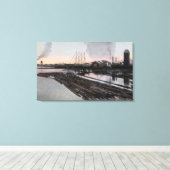 Uitzicht van een Lumber Mill Canvas Afdruk (Insitu (Houten vloer))