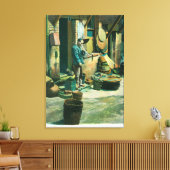 Uitzicht van een Man dat uit zijn pijp rokt Canvas Afdruk (Insitu (Woonkamer))