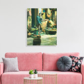 Uitzicht van een Man dat uit zijn pijp rokt Canvas Afdruk (Insitu (Woonkamer))
