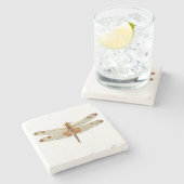 uitzicht van een mannetje Calico Pennant Dragonfly Stenen Onderzetter (Zijkant)