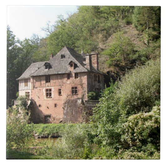 Uitzicht van een manorhuis (foto) tegeltje (Voorkant)