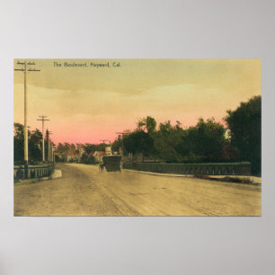 Uitzicht van een model-T Ford op de Boulevard Poster