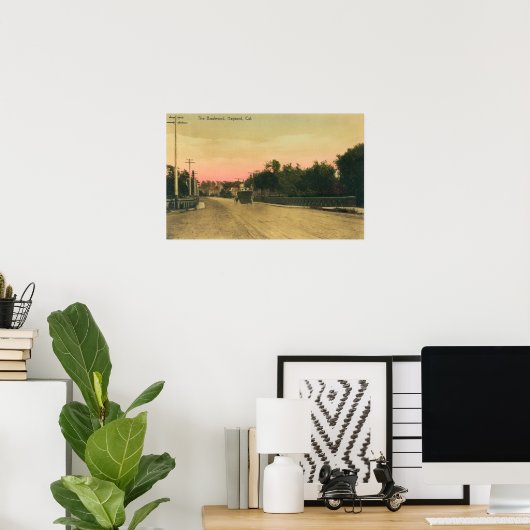 Uitzicht van een model-T Ford op de Boulevard Poster (Thuiskantoor)