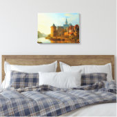 Uitzicht van een Nederlandse stad langs de Rijn Canvas Afdruk (Insitu (Slaapkamer))