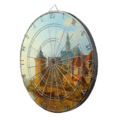 Uitzicht van een Nederlandse stad langs de Rijn Dartbord (Voorkant Rechts)