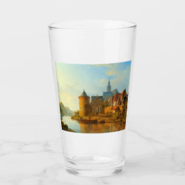 Uitzicht van een Nederlandse stad langs de Rijn Glas