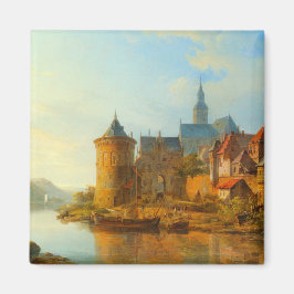 Uitzicht van een Nederlandse stad langs de Rijn Magneet