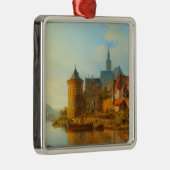 Uitzicht van een Nederlandse stad langs de Rijn Metalen Ornament (Rechts)