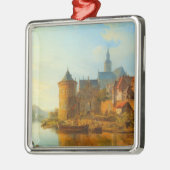 Uitzicht van een Nederlandse stad langs de Rijn Metalen Ornament (Links)