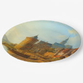 Uitzicht van een Nederlandse stad langs de Rijn Papieren Bordje (Gekanteld)