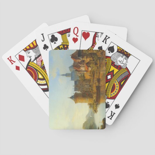 Uitzicht van een Nederlandse stad langs de Rijn Pokerkaarten (Achterkant)