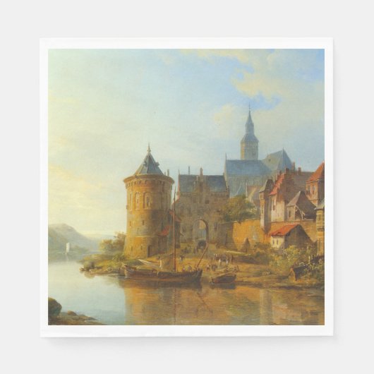 Uitzicht van een Nederlandse stad langs de Rijn Servet (Voorkant)