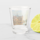 Uitzicht van een Nederlandse stad langs de Rijn Shot Glas (Achterkant)
